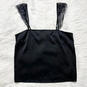 Forever 21 Lace Straps Square Neck Silky Blouse Tank Black Size Small